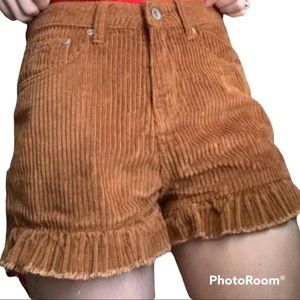 POL Corduroy Ruffled Hem Shorts S